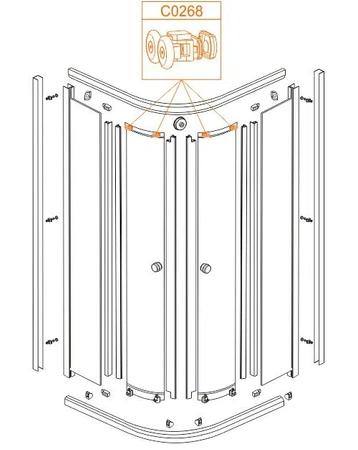 Sanplast kompletní vozík pro kabinu KN KP4/ATB KP4/CG 660-C0268