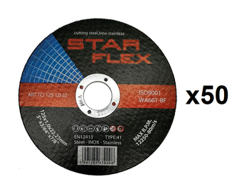 Poštovní řezací kotouč 125x1mm Star Flex T41-125-1.0 WA60T-BF-INOX 50 kusů TCI1251022