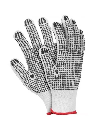 Oboustranné bílé a černé PVC skvrnité rukavice