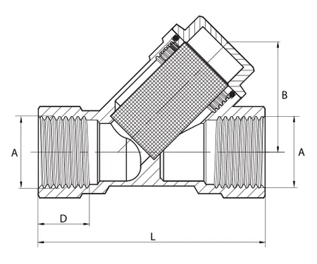 Diamantový filtr šikmý pro instalaci plynu 1/2" ART.2300-15