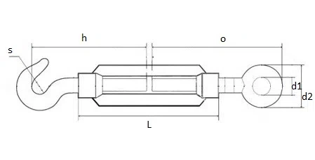 Napínák s háčkem a okem, pozinkovaný M10